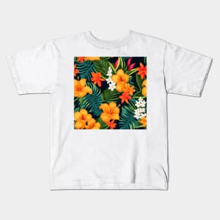 Tropical Flowers Pattern 2 Kids T-Shirt